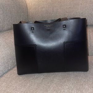 Tory Burch Block-T T Block Triple Compartment Imperial Garnet Leather Tote